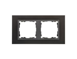 Simon 82 Ramka podwójna pozioma kamień stal grafitowa/ ramka pośrednia grafit 82827-38