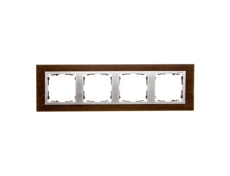 Simon 82 Ramka poczwórna pozioma drewniana wenge/ ramka pośrednia aluminium mat 82947-65