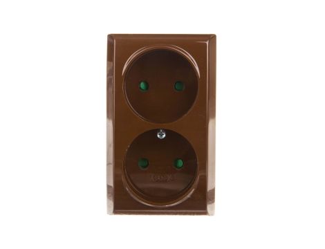 BIS Gniazdo podwójne b/u z przesłonami brązowe GN-2BP/24
