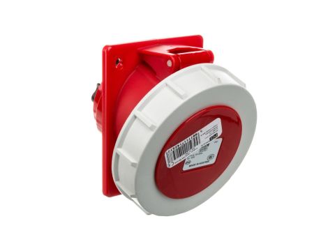 Gniazdo tablicowe skośne 32A 5P 400V /80x97/ czerwony IP67 4252-6f78