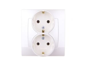 KARO Gniazdo podwůjne z/u Schuko ecru per?owy GP-2SS/42