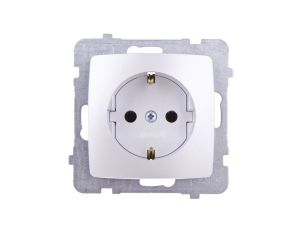 KARO Gniazdo pojedyncze z/u Schuko srebrny perłowy GP-1SS/m/43