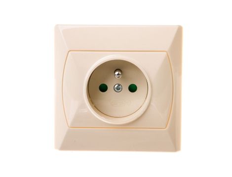 AKCENT Gniazdo pojedyncze z/u z przesłonami beżowe GP-1AZP/01