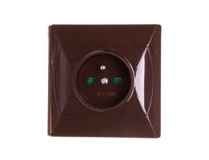 AKCENT Gniazdo pojedyncze z/u z przesłonami brązowe GP-1AZP/24