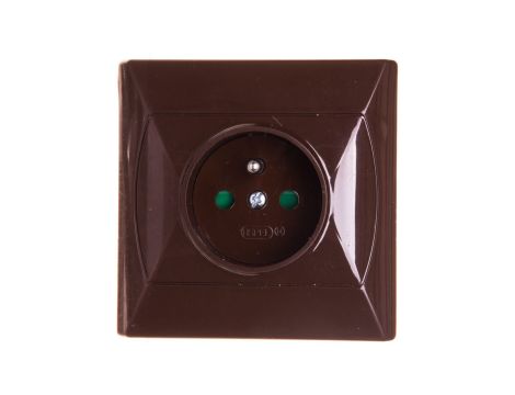 AKCENT Gniazdo pojedyncze z/u z przesłonami brązowe GP-1AZP/24