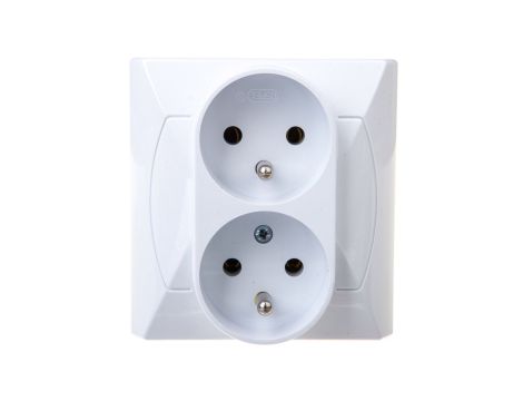 AKCENT Gniazdo podwójne z/u z niezamiennością faz białe GP-2AC/00