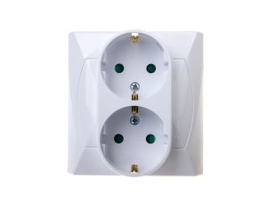 AKCENT Gniazdo podwójne z/u Schuko z przesłonami białe GP-2ASP/00