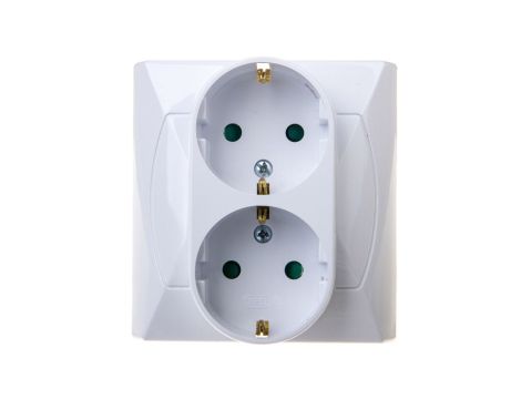 AKCENT Gniazdo podwójne z/u Schuko z przesłonami białe GP-2ASP/00