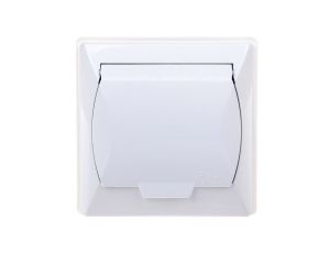 AKCENT Gniazdo bryzgoszczelne z/u Schuko IP44 klapka biała GPH-1AS/00/w