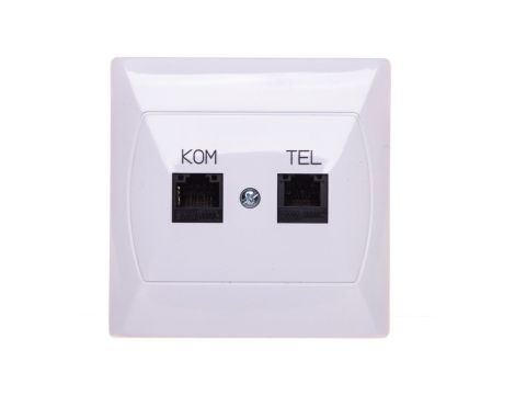 AKCENT Gniazdo teleinformatyczne RJ45 + RJ11 białe GPKT-A/K/00