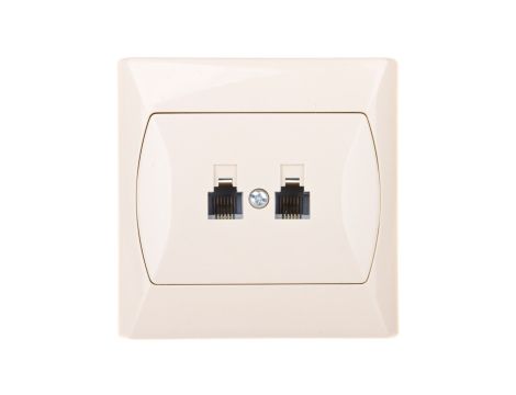 AKCENT Gniazdo telefoniczne podwójne RJ11 niezależne beżowe GPT-2AN/01