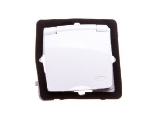 KARO Gniazdo bryzgoszczelne z/u Schuko IP44 klapka biała GPH-1SS/m/00/w