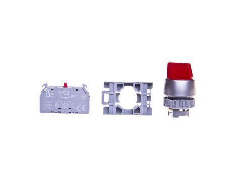 Przełącznik 2 położeniowy 22mm czerwony 1R bez samopowrotu SP22-P.C-01