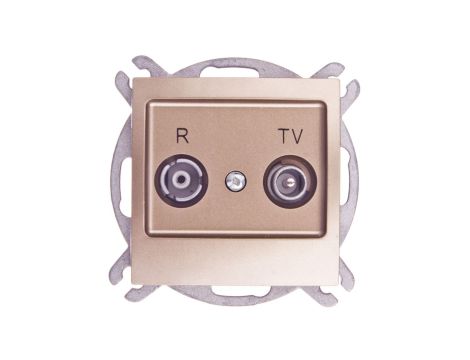 IMPRESJA Gniazdo antenowe RTV przelotowe 14dB złoty metalik GPA-14YP/m/28