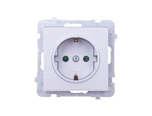 SONATA Gniazdo pojedyncze z/u Schuko z przesłonami srebro mat GP-1RSP/m/38