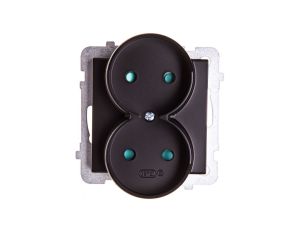 SONATA Gniazdo podwójne b/u z przesłonami czarny metalik GP-2RRP/m/33