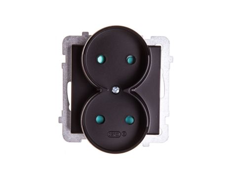 SONATA Gniazdo podwójne b/u z przesłonami czarny metalik GP-2RRP/m/33