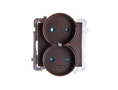 SONATA Gniazdo podwójne b/u z przesłonami czekoladowy metalik GP-2RRP/m/40