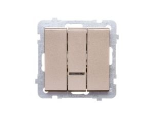 SONATA Łącznik potrójny z podświetleniem szampański złoty ŁP-13RS/m/39