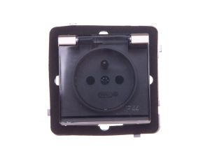 SONATA Gniazdo bryzgoszczelne z/u IP44 z przesłonami klapka przezroczysta szampański złotyGPH-1RZP/m/39/d