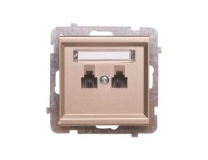 SONATA Gniazdo telefoniczne podwójne RJ11 niezależne szampański złoty GPT-2RN/m/39