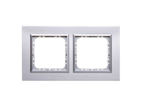 SONATA Ramka podwójna aluminium / srebrna matal R-2RAC/35/38