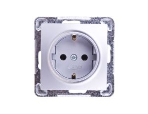 IMPRESJA Gniazdo pojedyncze z/u Schuko srebrne GP-1YS/m/18
