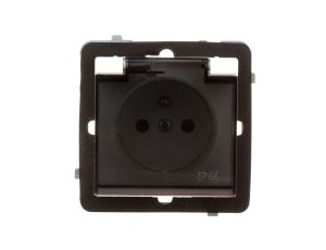 SONATA Gniazdo bryzgoszczelne z/u IP44 z przesłonami klapka przezroczysta ecru GPH-1RZP/m/27/d