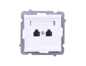 SONATA Gniazdo telefoniczne podwójne RJ11 równoległe białe GPT-2RR/m/00
