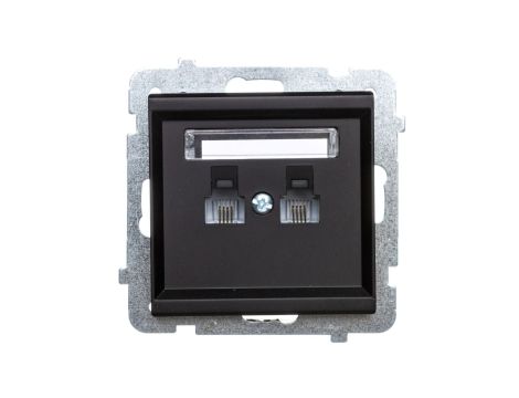 SONATA Gniazdo telefoniczne podwójne RJ11 równoległe czarny metalik GPT-2RR/m/33