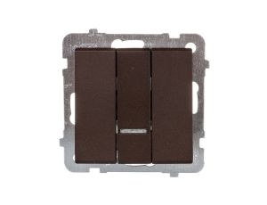 SONATA Łącznik potrójny z podświetleniem czekoladowy metalik ŁP-13RS/m/40