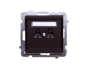 SONATA Gniazdo telefoniczne podwójne RJ11 równoległe czekoladowy metalik GPT-2RR/m/40