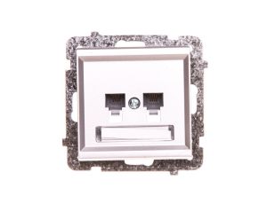 SONATA Gniazdo telefoniczne podwójne RJ11 niezależne srebro mat GPT-2RN/m/38