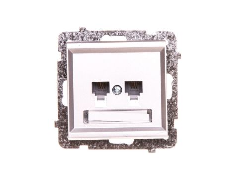 SONATA Gniazdo telefoniczne podwójne RJ11 niezależne srebro mat GPT-2RN/m/38