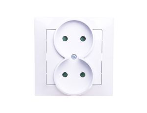 IMPRESJA Gniazdo podwójne b/u z przesłonami białe GP-2YP/00