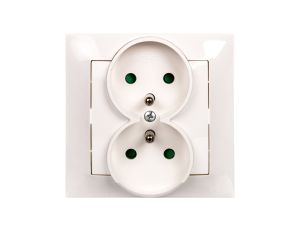 IMPRESJA Gniazdo podwójne z/u z przesłonami ecru GP-2YZP/27