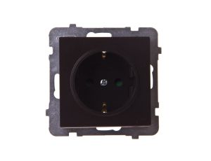 SONATA Gniazdo pojedyncze z/u Schuko z przesłonami czekoladowy metalik GP-1RSP/m/40
