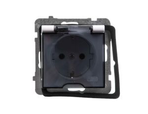 AS Gniazdo bryzgoszczelne z/u Schuko IP44 klapka przezroczysta białe GPH-1GS/m/00/d