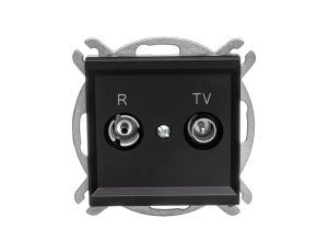 SONATA Gniazdo antenowe RTV przelotowe 16dB czarny metalik GPA-16RP/m/33