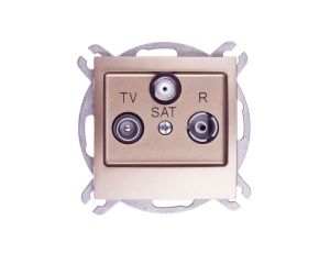 IMPRESJA Gniazdo antenowe RTV-SAT przelotowe złoty metalik GPA-YSP/m/28