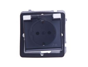 SONATA Gniazdo bryzgoszczelne z/u Schuko IP44 klapka przezroczysta białe GPH-1RS/m/00/d