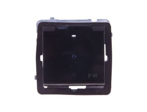 SONATA Gniazdo bryzgoszczelne z/u Schuko IP44 z przesłonami klapka przezroczysta czarny metalik GPH-1RSP/m/33/d