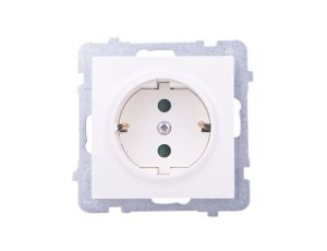 AS Gniazdo pojedyncze z/u Schuko z przesłonami ecru GP-1GSP/m/27