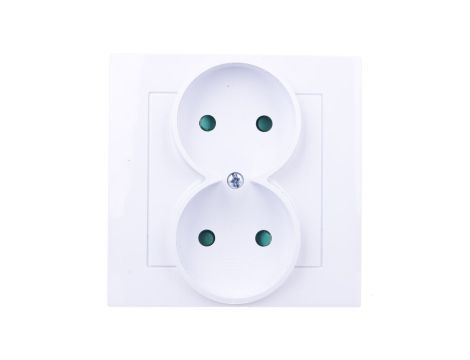 AS Gniazdo podwójne b/u z przesłonami białe GP-2GP/00