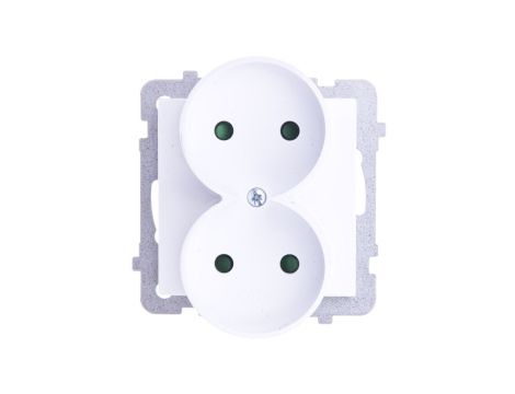 AS Gniazdo podwójne b/u z przesłonami białe GP-2GRP/m/00