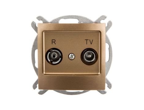 IMPRESJA Gniazdo antenowe RTV przelotowe 16dB złoty metalik GPA-16YP/m/28