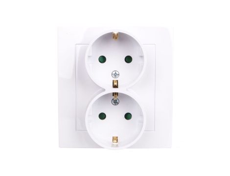 AS Gniazdo podwójne z/u Schuko z przesłonami białe GP-2GSP/00