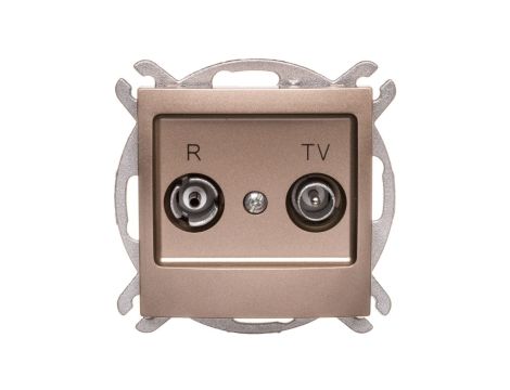 IMPRESJA Gniazdo antenowe RTV przelotowe 10dB złoty metalik GPA-10YP/m/28