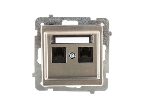 SONATA Gniazdo telefoniczne podwójne RJ11 niezależne stal inox GPT-2RMN/m/37