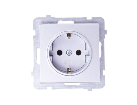 SONATA Gniazdo pojedyncze z/u Schuko srebro mat GP-1RS/m/38